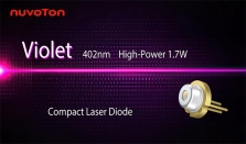 Nuvoton Technology小型高功率1.7W紫色（402nm）半导体激光器开始量产